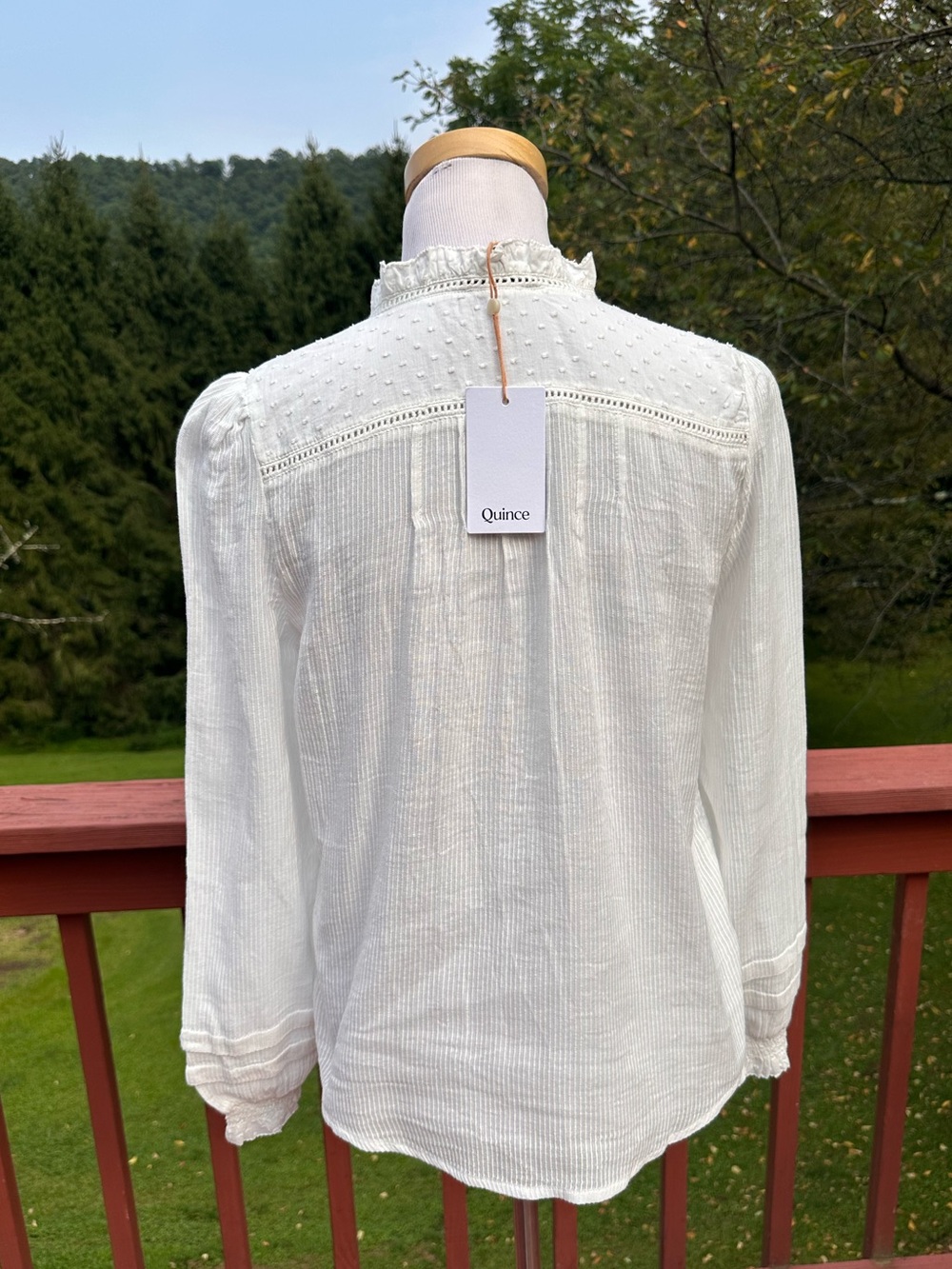 Quince Organic Textured Cotton Peasant Blouse NWT - Picture 5 of 11